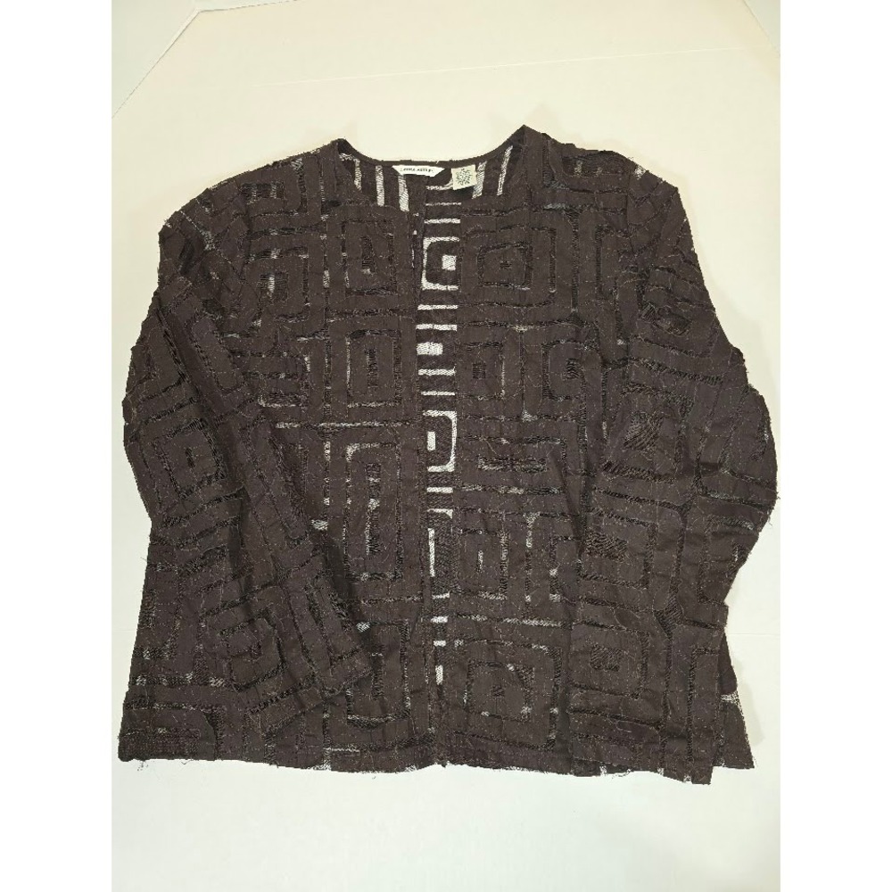 Laura Ashley Geometric‎ Open Front Jacket Textured Career Top Medium